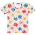 Flower t-shirt fladlagt på lys baggrund — visning af helt design
